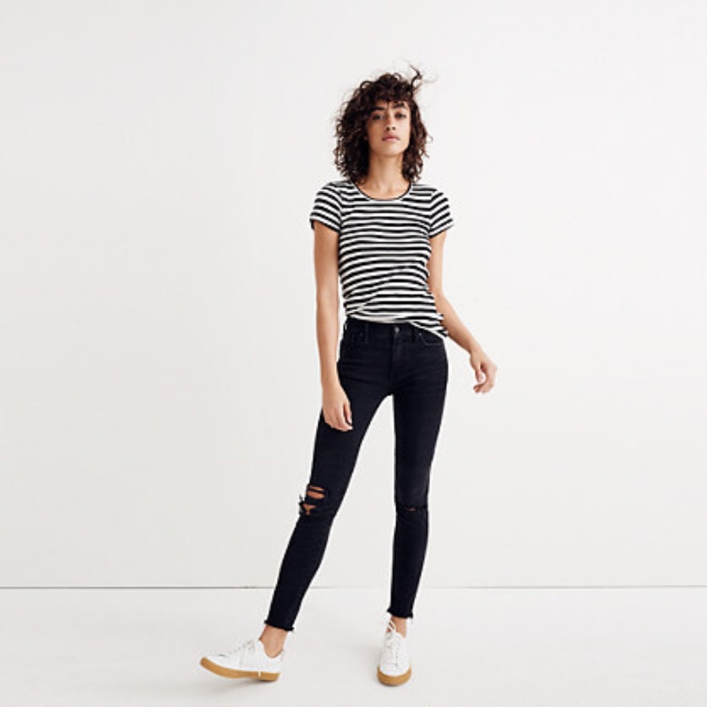 Madewell 9” High Rise Skinny Jean in Black Sea